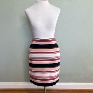 Ann Taylor Factory Stretchy Pull On Striped Pencil Skirt
